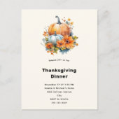 Herfstpompoenen met bloemen Thanksgiving Diner Briefkaart (Voorkant)