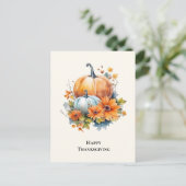 Herfstpompoenen met bloemen Thanksgiving Feestdagenkaart (Staand voorkant)