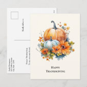 Herfstpompoenen met bloemen Thanksgiving Feestdagenkaart (Voorkant / Achterkant)