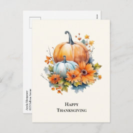 Herfstpompoenen met bloemen Thanksgiving Feestdagenkaart