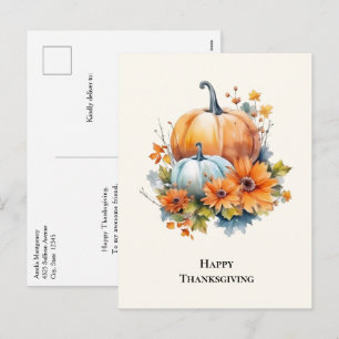 Herfstpompoenen met bloemen Thanksgiving Feestdagenkaart