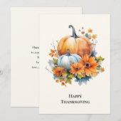 Herfstpompoenen met bloemen Thanksgiving Feestdagenkaart (Voorkant / Achterkant)