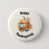 Herfstpompoenen met bloemen Thanksgiving Ronde Button 5,7 Cm (Voorkant)