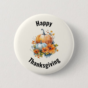 Herfstpompoenen met bloemen Thanksgiving Ronde Button 5,7 Cm