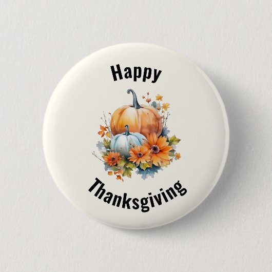 Herfstpompoenen met bloemen Thanksgiving Ronde Button 5,7 Cm (Voorkant)