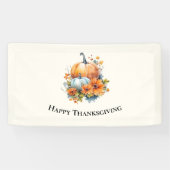 Herfstpompoenen met bloemen Thanksgiving Spandoek (Horizontaal)