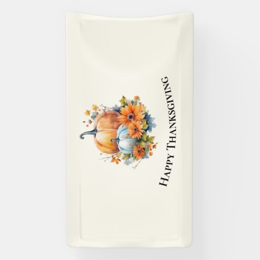 Herfstpompoenen met bloemen Thanksgiving Spandoek (Verticaal)