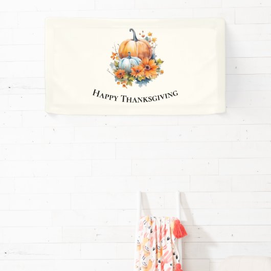 Herfstpompoenen met bloemen Thanksgiving Spandoek (Insitu)