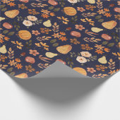Herfstpompoenen Navy Herfst Inpakpapier (Hoek)