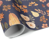 Herfstpompoenen Navy Herfst Inpakpapier (Rol Hoek)