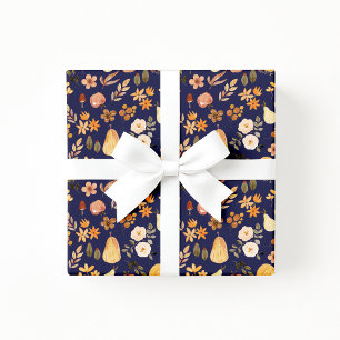 Herfstpompoenen Navy Herfst Inpakpapier
