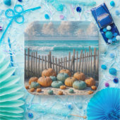 Herfstpompoenen op het strand papieren bordje (Feest)