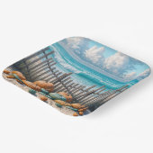 Herfstpompoenen op het strand papieren bordje (Gebogen)