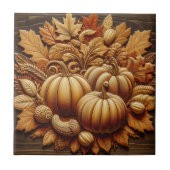 Herfstpompoenen op hout decoratief tegeltje (Voorkant)