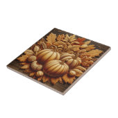 Herfstpompoenen op hout decoratief tegeltje (Zijkant)