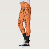 Herfstpompoenen op Oranje denim design met zwart Leggings (Links)
