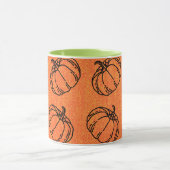 Herfstpompoenen op Oranje denim design Mok (Midden)