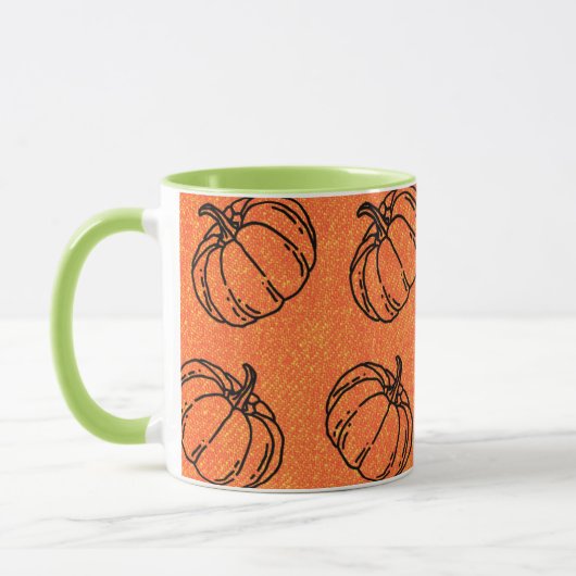 Herfstpompoenen op oranje denim ontwerp mok (Links)