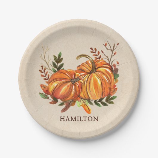 Herfstpompoenen Papieren Bordje (Voorkant)