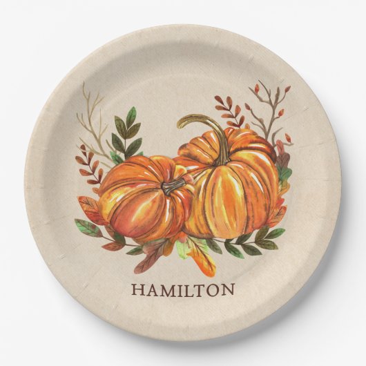 Herfstpompoenen Papieren Bordje (Voorkant)