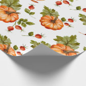 Herfstpompoenen, rode bessen en bladeren cadeaupapier (Hoek)