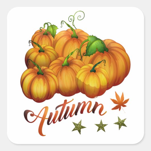Herfstpompoenen     vierkante sticker (Voorkant)