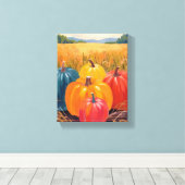 Herfstpompoenen | Waterverf Kunst Herfstlandschap Canvas Afdruk (Insitu (Houten vloer))