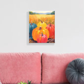 Herfstpompoenen | Waterverf Kunst Herfstlandschap Canvas Afdruk (Insitu (Woonkamer))