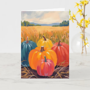 Herfstpompoenen   Waterverf Kunst Herfstlandschap Kaart