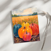 Herfstpompoenen | Waterverfkaart herfstlandschap