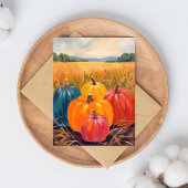 Herfstpompoenen | Waterverfkaart herfstlandschap