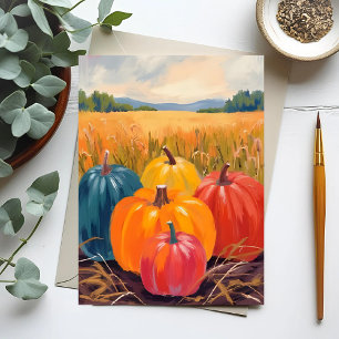 Herfstpompoenen   Waterverftekening herfstlandscha Briefkaart