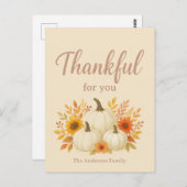 Herfstpompoenen & Zonnebloemen | Elegante Thanksgi Briefkaart (Voorkant / Achterkant)