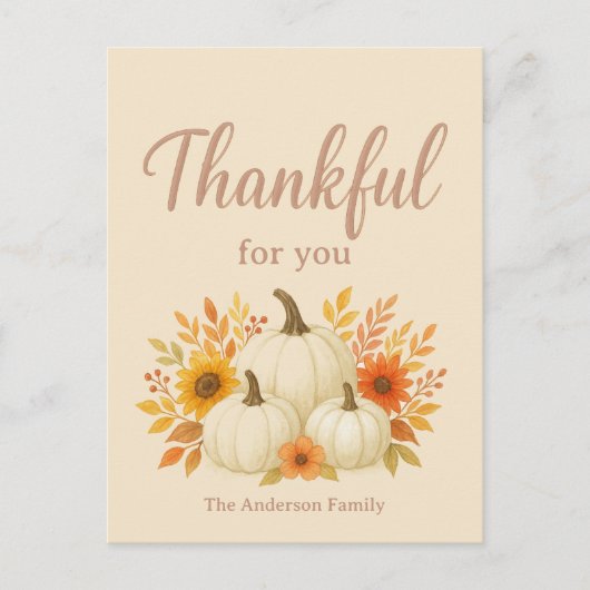 Herfstpompoenen & Zonnebloemen | Elegante Thanksgi Briefkaart (Voorkant)
