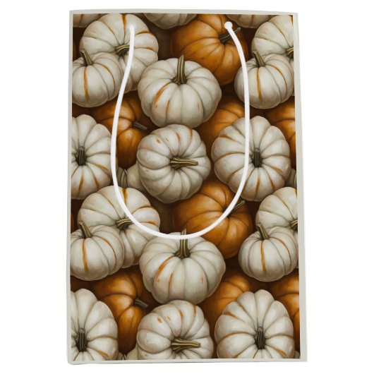 Herfstpompoenoogstpatroon | rustieke Herfst Medium Cadeauzakje (Voorkant)