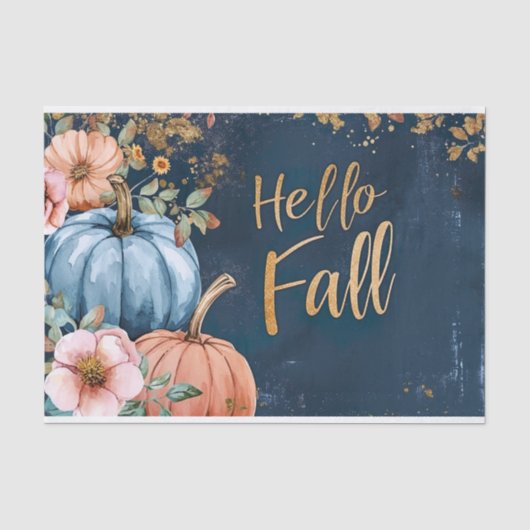 Herfstpompoenval laat rustieke decoupage achter tissuepapier (Voorkant)