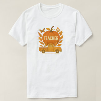 Herfstpompoenwagen voor leerkrachten t-shirt