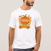 Herfstpompoenwagen voor leerkrachten t-shirt (Voorkant)
