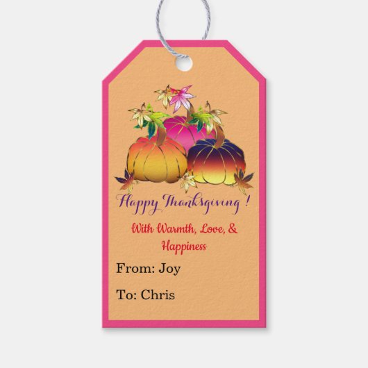 Herfstpracht Whimsieke Thanksgiving Cadeaulabel (Voorkant)