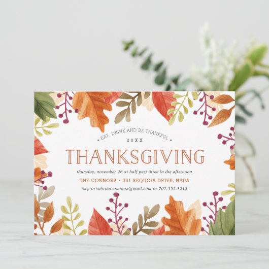 herfstpremie | Thanksgiving Dinner Invitation Kaart (Staand voorkant)