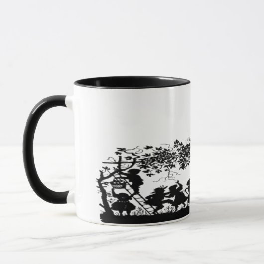 Herfstpret Silhouette-illustratie buitenshuis Mok (Links)