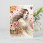 Herfstprinses verlaat aquarel kalligrafie tekst kaart (Staand voorkant)