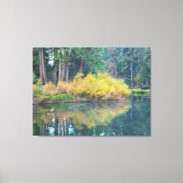 Herfstreflectie op de Yosemite Merced Rivier Canvas Afdruk