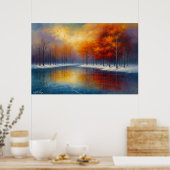 Herfstreflectie op een rustig meer poster (Keuken)