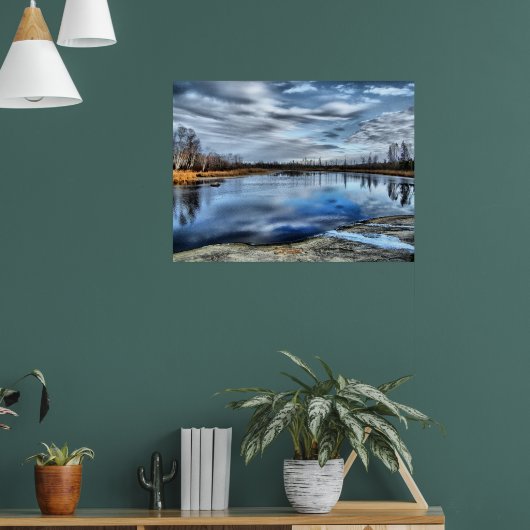 Herfstreflecties Gestructureerde afdrukken Poster (Woonkamer 1)