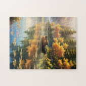 Herfstreflecties op blauwe meer legpuzzel (Horizontaal)