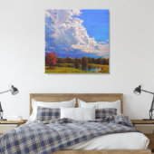 Herfstreflecties op de boerderijvijver canvas afdruk (Insitu (Slaapkamer))