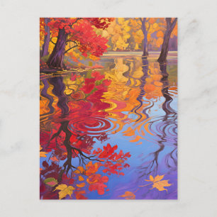 Herfstreflectievijver Impressionist Briefkaart
