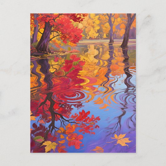 Herfstreflectievijver Impressionist Briefkaart (Voorkant)