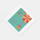 Herfstregenlaarzen en paraplu herfstbladeren servet (Hoek)